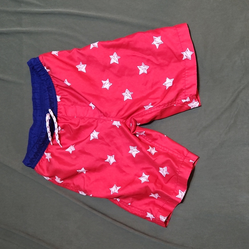 Boys' Land's End Patriotic Trunks (M, 10-12) Red, White & Blue Swimming Trunks